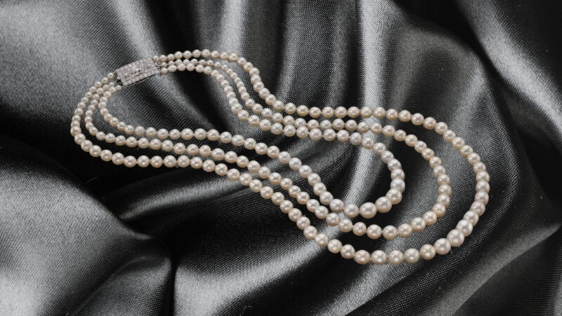 The Dodge Pearl Necklace, Three-Strand Natural Pearl Necklace